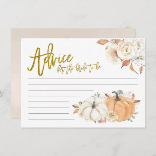White Pumpkin Floral Advice für die Braut zu sein Hinweiskarte