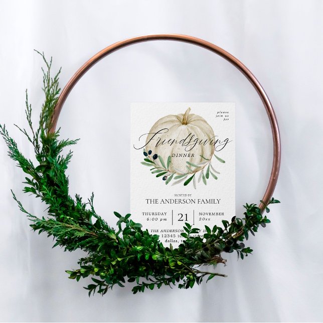 White Pumpkin Friendsgiving Einladung (Von Creator hochgeladen)