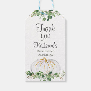 White Pumpkin Greenery Floral Vielen Dank Tag Geschenkanhänger