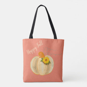 White Pumpkin Happy Fall Tote Beutel Markt Tasche