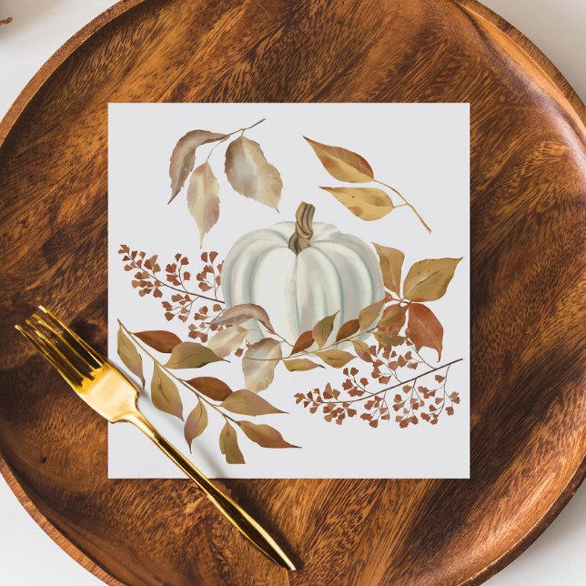 White Pumpkin Herbstlaubs Erntedank Serviette (Von Creator hochgeladen)