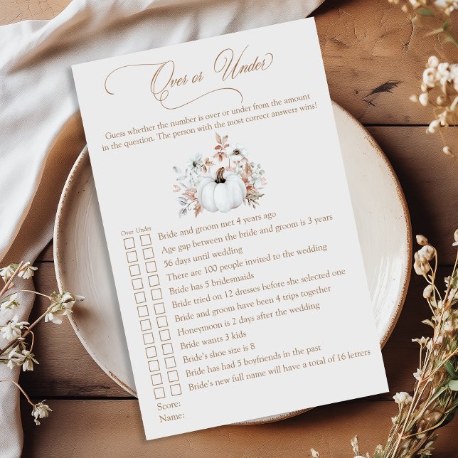 White Pumpkin Over oder Under Brautparty Game (Von Creator hochgeladen)