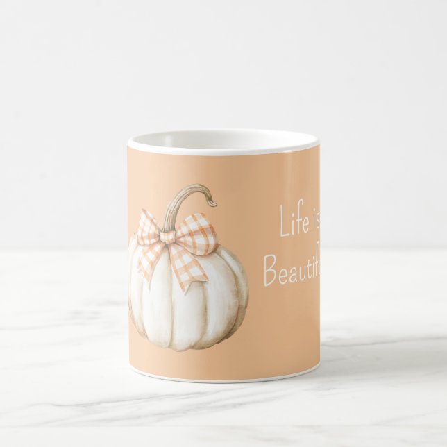 White Pumpkin Peach Orange Cream Bow Kaffeetasse (Mittel)