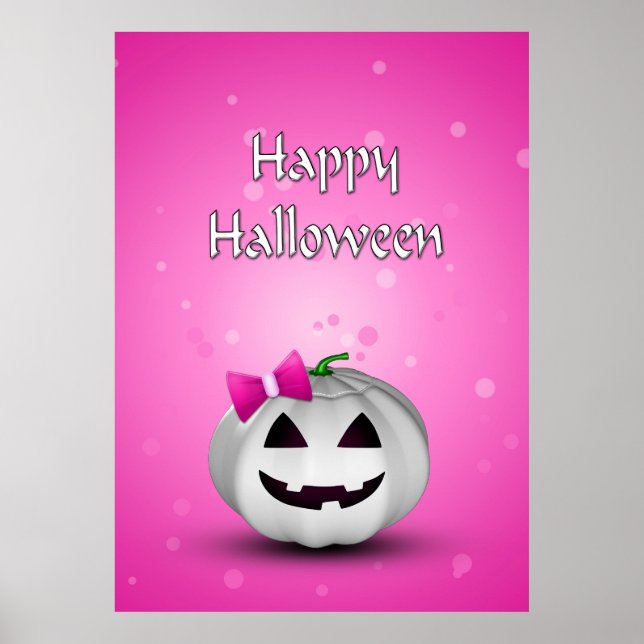 White Pumpkin Pink Girl Halloween Poster (Vorne)