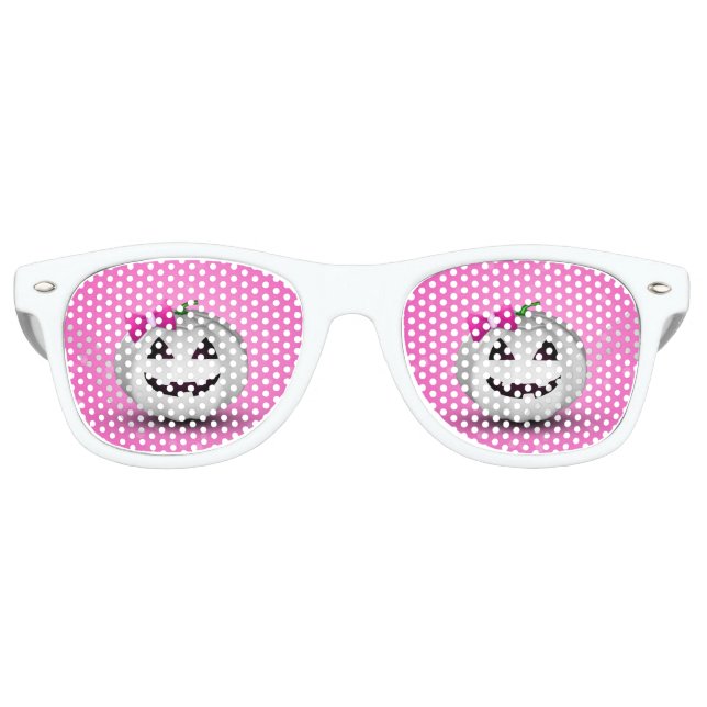 White Pumpkin Pink Girl Halloween Sonnenbrille (Vorderseite)