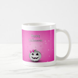 White Pumpkin Pink Girl Halloween Tasse