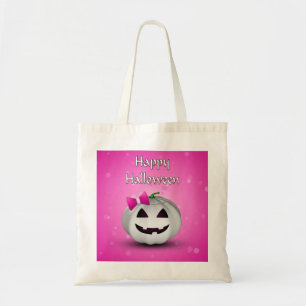 White Pumpkin Pink Girl Halloween Tragetasche