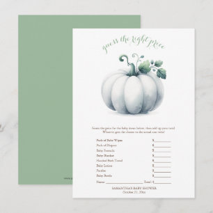 White Pumpkin Price Game Card - Fall Baby Dusche Einladung