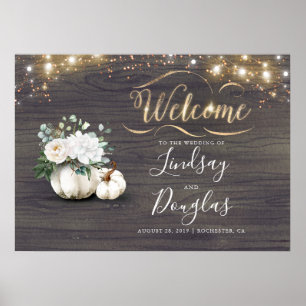 White Pumpkin Rustikale Hochzeit im Herbst Zeichen Poster