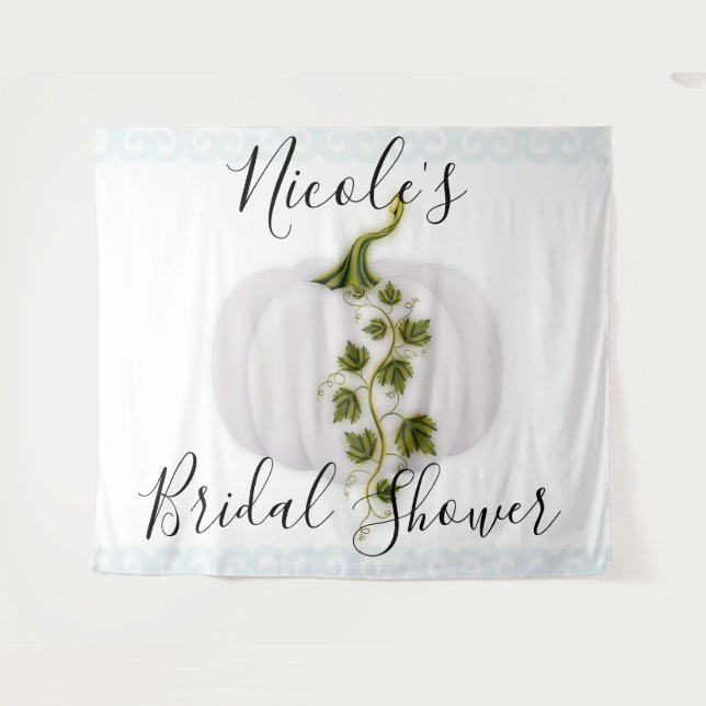 White Pumpkin Storybook Chic Hochzeit im Herbst Ta Wandteppich (Vorderseite (Horizontal))