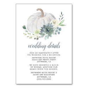 White Pumpkin Succulent Wedding Cards Tischnummer