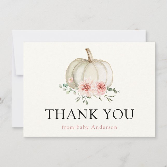 White Pumpkin und Pink Florals Vielen Dank (Vorderseite)