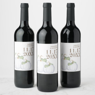 White Pumpkin Wedine Wine Label Personalisiert Weinetikett