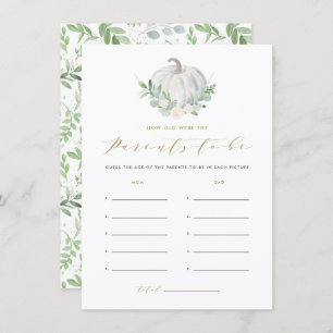 White Pumpkin Wie alt waren die Eltern Spiel Begleitkarte