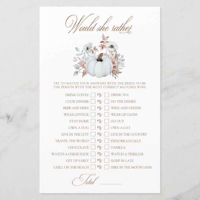 White Pumpkin würde sie eher Brautparty Game (Vorderseite)