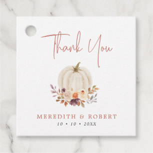 White Pumpkins & Blume Hochzeit Vielen Dank Geschenkanhänger