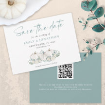 White Pumpkins Florals QR Code Wedding