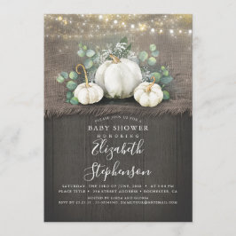 White Pumpkins Rustic Country Fall Baby Dusche Einladung