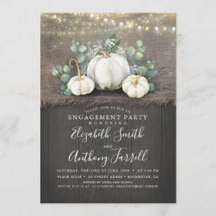 White Pumpkins Rustikale Engagement Party Einladung