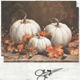 White Pumpkins Vintage Oil Painting Decoupage Seidenpapier