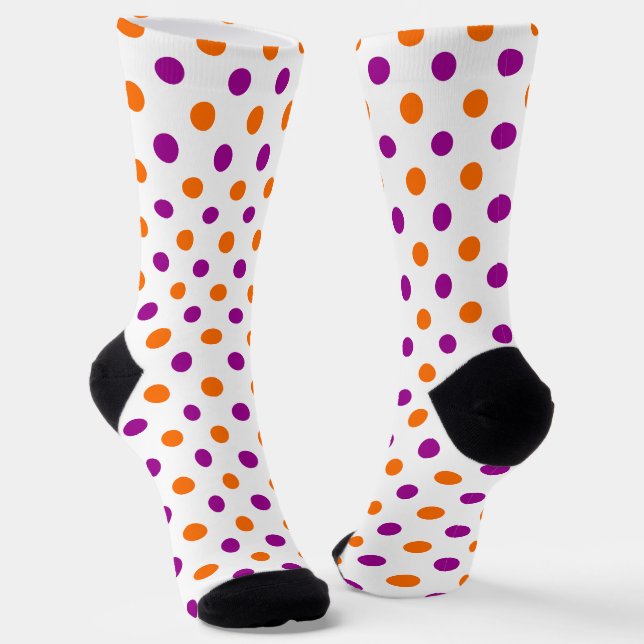 White Purple Orange Polka Dots Pattern Socken (Gewinkelt)