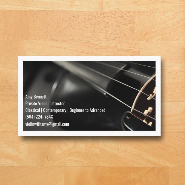 White Qr Code Black Violin Violinist Visitenkarte (Black Violin White Music Business Card )
