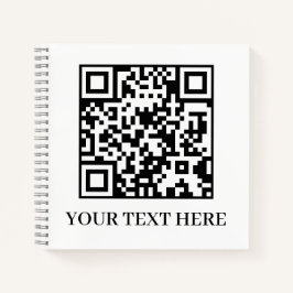 White QR | Minimalist Clean Custom Text Notizbuch