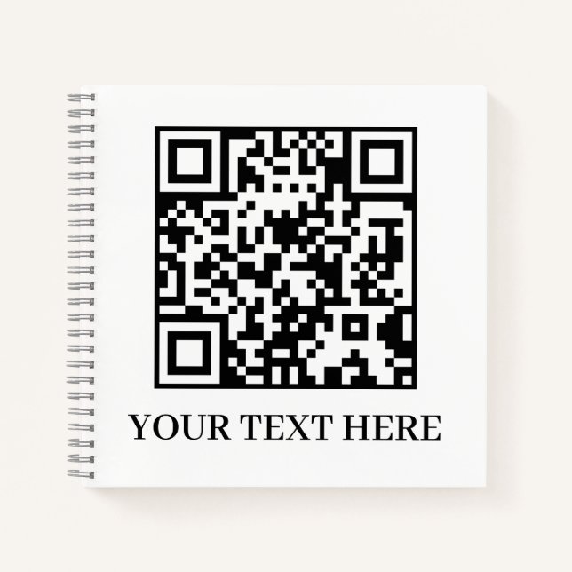 White QR | Minimalist Clean Custom Text Notizbuch (Vorderseite)