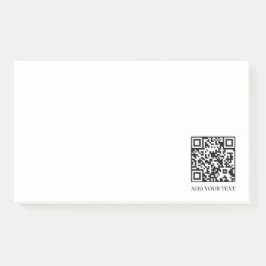 White QR | Modern Minimalist Custom Text Post-it Klebezettel