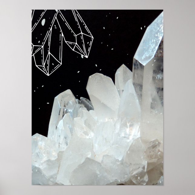 White Quarz Crystal Gemstone Geode Natural Stone Poster (Vorne)