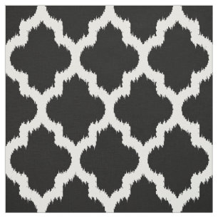 White Quatrefoil Kat & Custom Black Background 2 Stoff