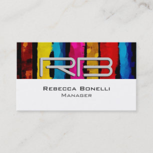 White Rainbow Gray Monogram Manager Business Card Visitenkarte