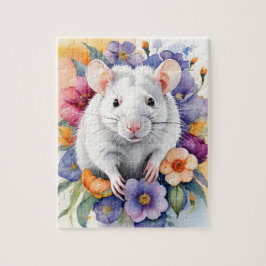 White Rat Mouse Family Pet Portrait Puzzle