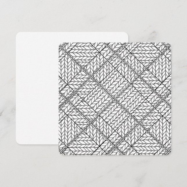 WHITE RAUTE STRICK 5,25" Square Flachkarte Karte (Vorne/Hinten)