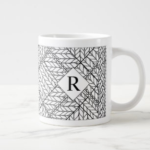 WHITE RAUTE STRICK Big Tasse + Initial