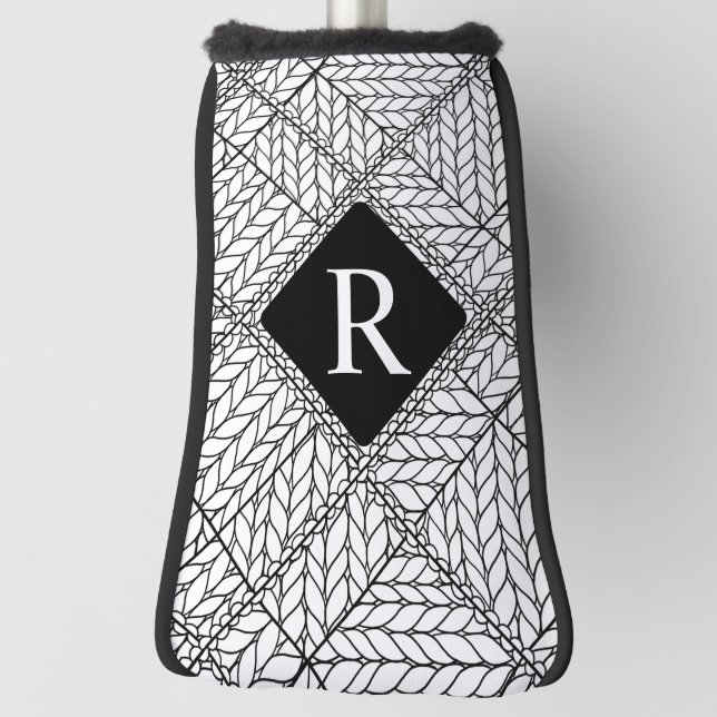 WHITE RAUTE STRICK Golf Putter Cover + Initial II Headcover (Rotieren 90)