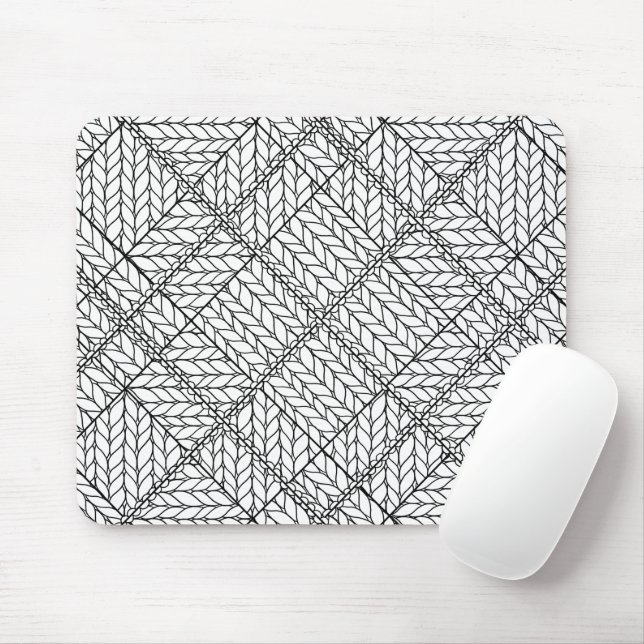 WHITE RAUTE STRICK Mouse Pad Mousepad (Mit Mouse)