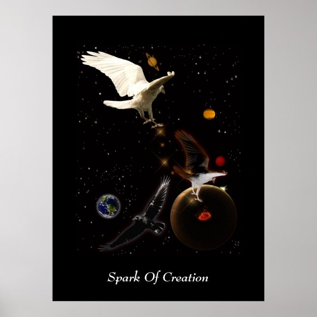 White Raven Fantasy Art Poster (Vorne)