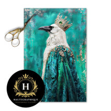 White Raven in Aquamariner Royal Cloak Decoupage