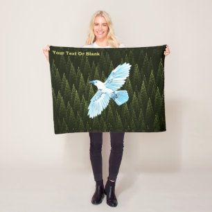 White Raven on Fraktal Conifers Fleecedecke