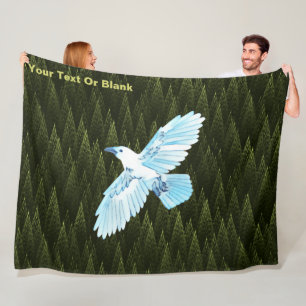White Raven on Fraktal Conifers Fleecedecke