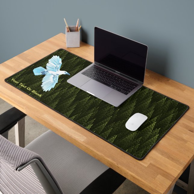 White Raven on Fraktal Conifers Schreibtischunterlage (Büro 2)