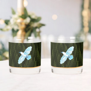 White Raven on Fraktal Conifers Whiskyglas