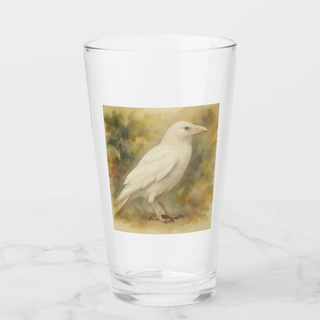 White Raven Watercolor Glas (Vorderseite)