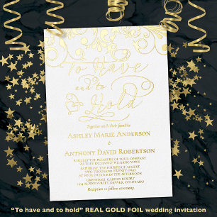 White Real Gold Foil, um eine Herzhochzeit abzuhal Folieneinladung