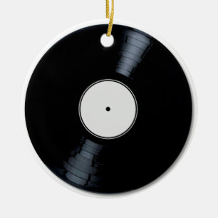 White Record-Label Keramik Ornament