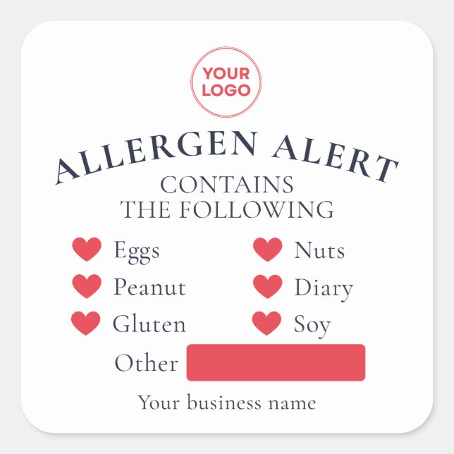 White Red Allergy Alert Bakery Cake Food Sticker (Vorderseite)