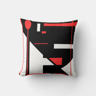 White Red Art Lollipop Schwarze geometrische Forme Kissen