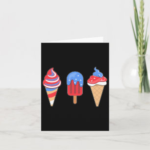 White Red Blue Ice Cream American Flag 4. Juli Karte
