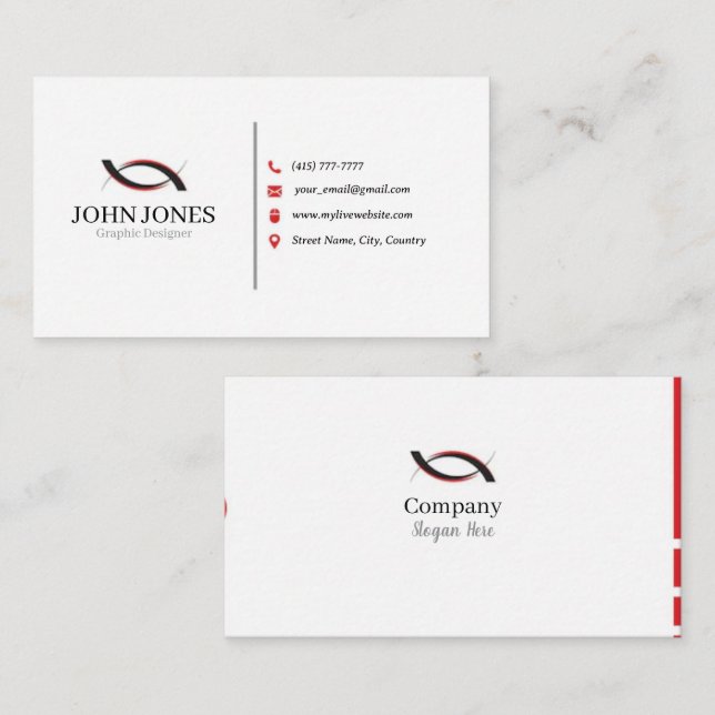 White & Red Business Cards 12 Pack mit 100 Stück Visitenkarte (Vorne/Hinten)